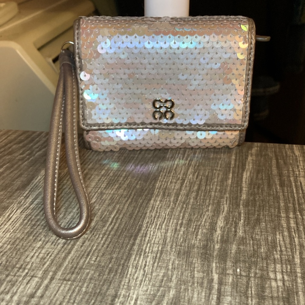 Vintage Coach Silver Sequin wallet wristlet silver w/ dust bag. - Picture 10 of 13